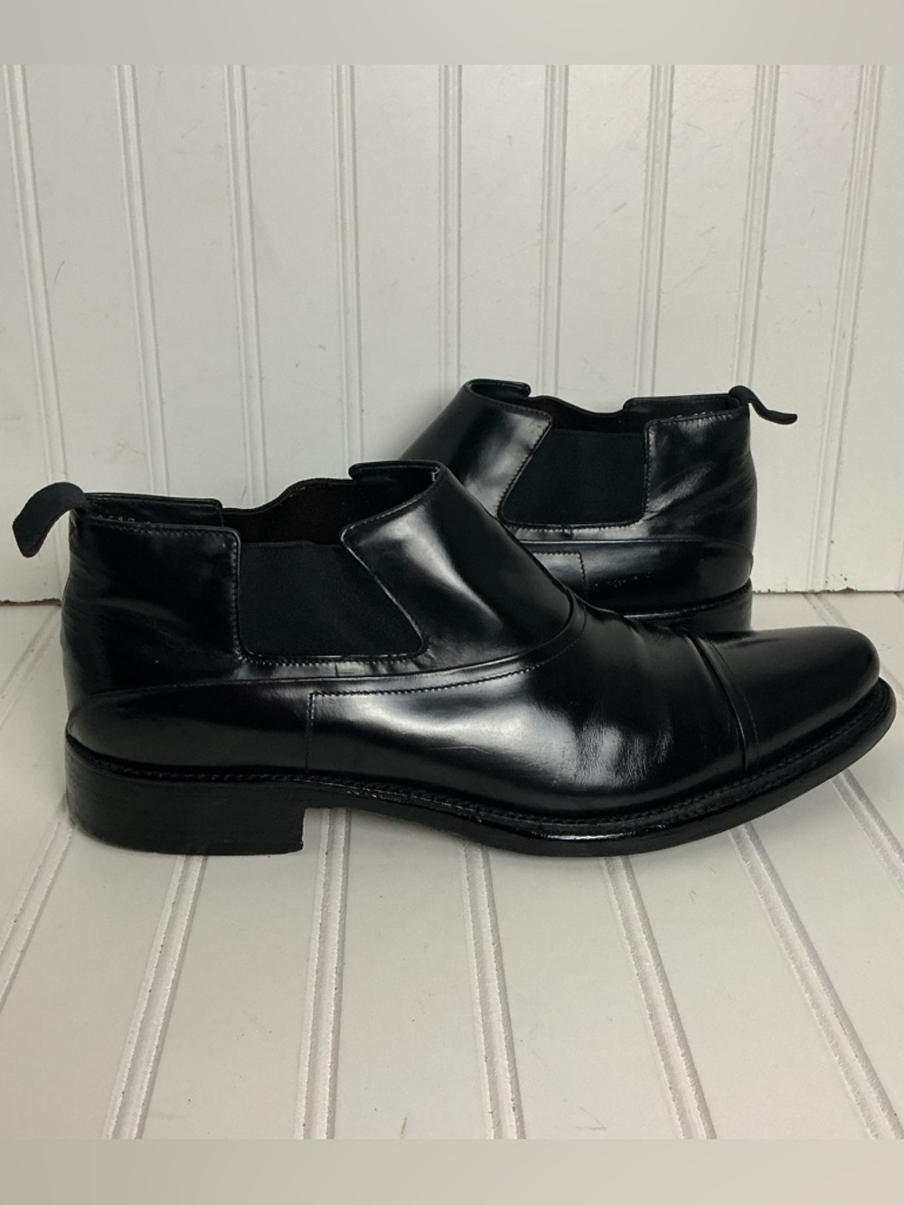 Prada VTG Y2K Men’s US 11.5 UK 10.5 Black Ankle Chelsea Leather Pull On Boots